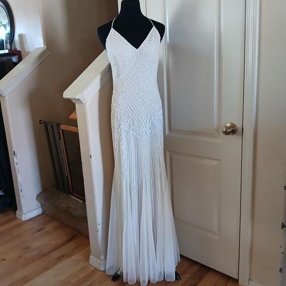 Db Studio Dresses & Skirts - Romantic Beaded Sheath V-Neck Mermaid Maxi Wedding Dress Godets Ivory/Oyster 4